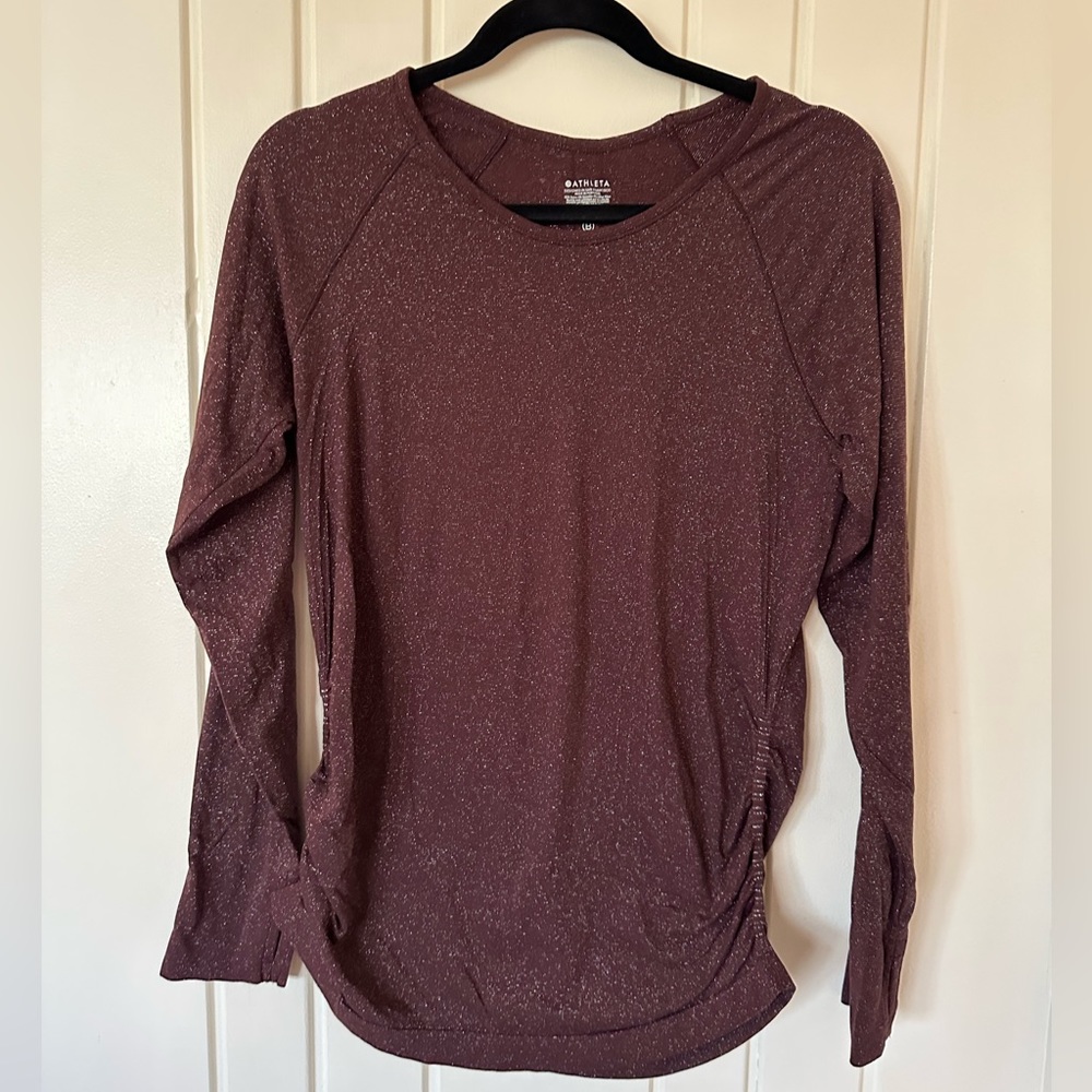 Athleta Metallic Thread Long-sleeve Shirt. Size L.